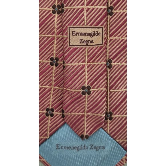 ERMENGILDO ZEGNA Orange Geometric Floral Silk Tie ITALY 57"/ 3.5" EC - Picture 3 of 5